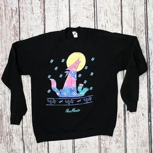 Vintage 80s New Mexico Travel Destination Wolf 1980s Crewneck Sweatshirt